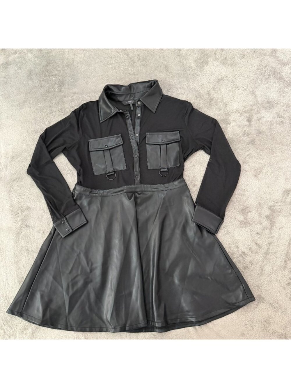 Kihilist Killstar Shadowsinger Mini Dress XXL Faux Leather Black Goth Punk Mesh